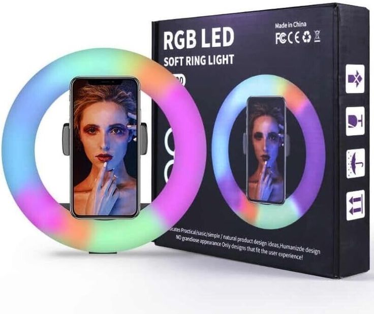 MJ18 46CM RGB Ring Light – LED Dimmable Ringlight with Tripod & Remote