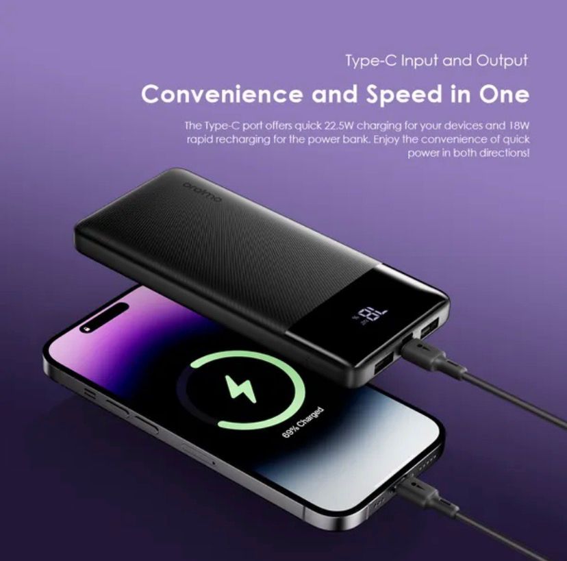 Oraimo Toast 22.5 Byte 10000mAh 22.5W Power Bank – Fast Charging Portable Charger