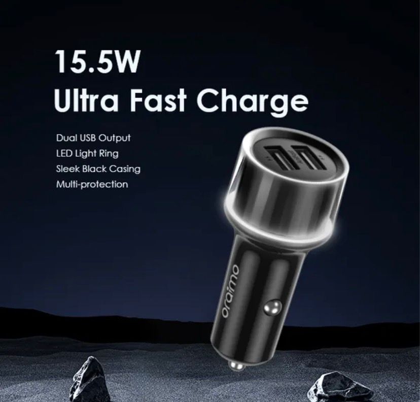 Oraimo Highway 15 Car Charger 15.5W with 3-in-1 Fast Charging Cabl