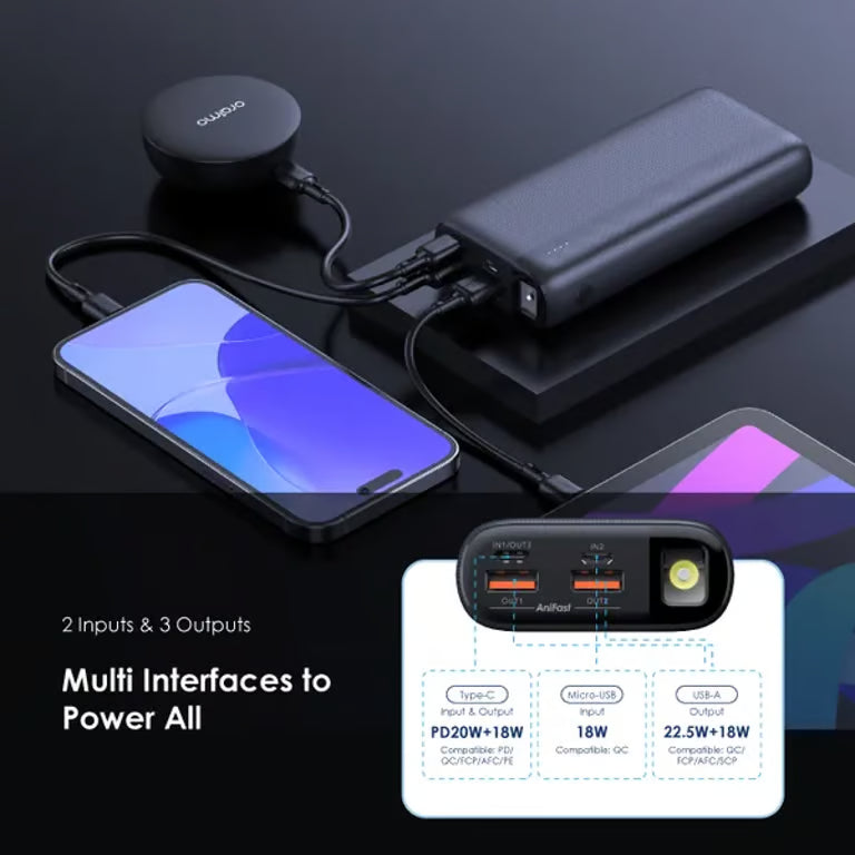 Oraimo Traveler 22.5W PD 20000 MAH Power Bank – Fast Charging Portable Charger