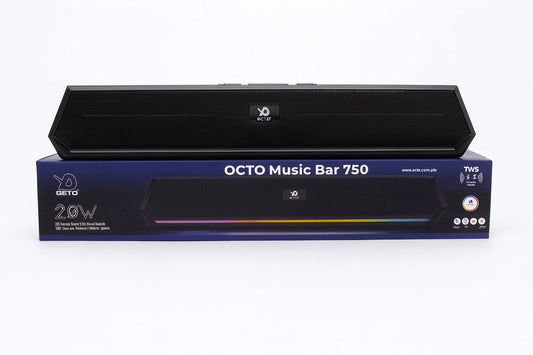 " OCTO Music Bar 750 – 20W RGB Wireless Soundbar with Stereo Bass & TWS