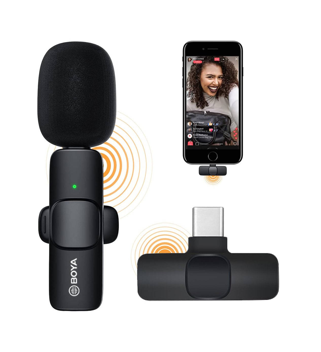BOYA BY-MW3 Wireless Lavalier Microphone with Dual Pin Converter – Professional Audio for Smartphones & Devices