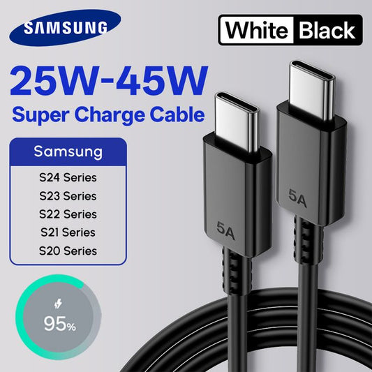 Samsung 25W-45W Super Fast Charge PD Cable 5A USB Type-C for Galaxy S20, S21, S22, S23, S24 Series
