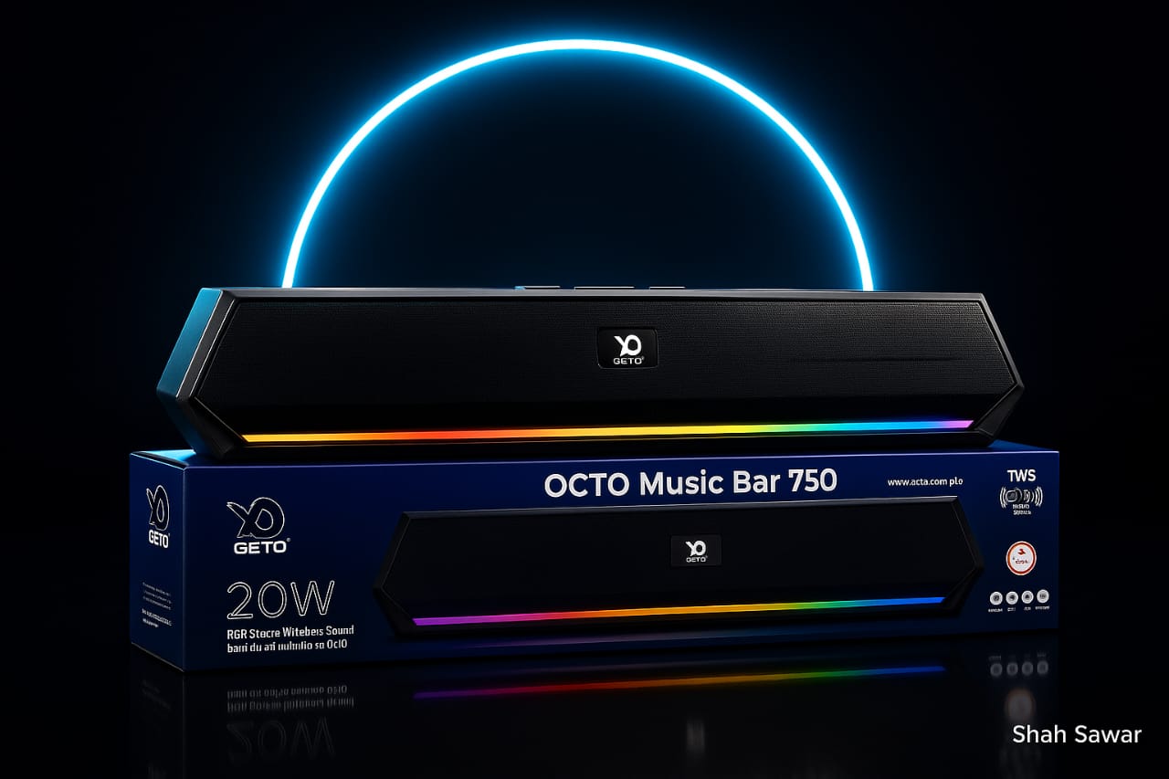 " OCTO Music Bar 750 – 20W RGB Wireless Soundbar with Stereo Bass & TWS