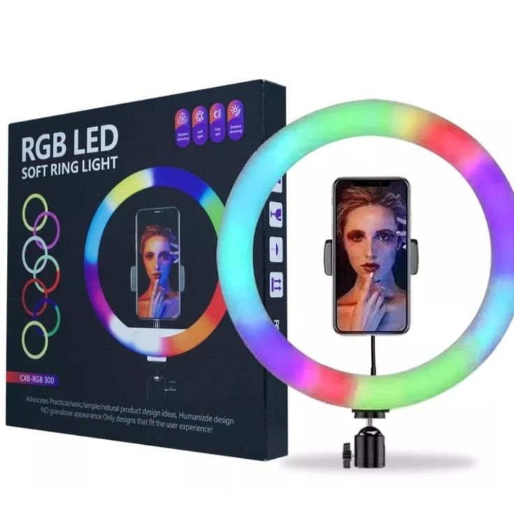 MJ18 46CM RGB Ring Light – LED Dimmable Ringlight with Tripod & Remote