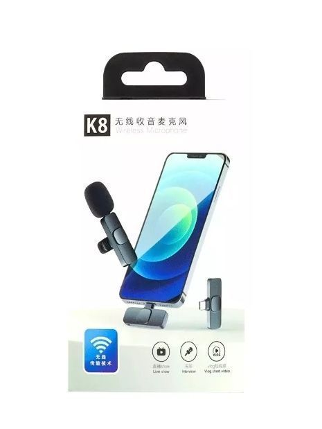 K8 Wireless 3-in-1 Noise Reduction Microphone for iPhone, Android & Laptop