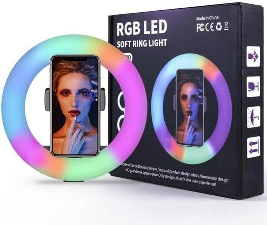 MJ18 46CM RGB Ring Light – LED Dimmable Ringlight with Tripod & Remote