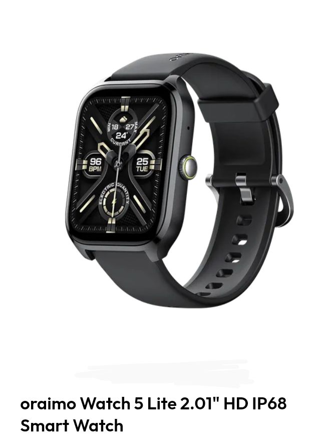 Oraimo Watch 5 Lite – 2.01'' HD Display Smart Watch IP68 Waterproof Fitness Tracker