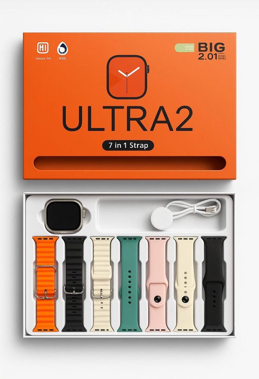 Ultra 2 Smartwatch 7-in-1 Strap Set | 2.01'' HD Display, Waterproof, Multi-Color Bands