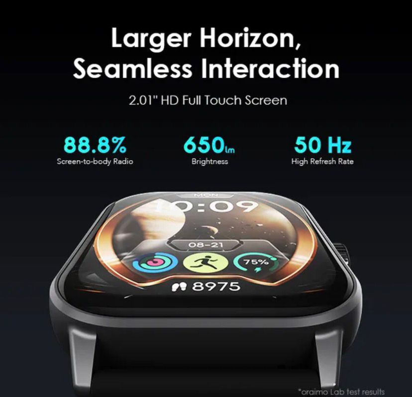 Oraimo Watch 5 2.01" HD Smart Watch with Panda Glass & 1ATM Water Resistance