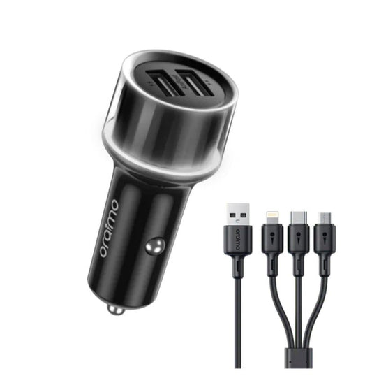 Oraimo Highway 15 Car Charger 15.5W with 3-in-1 Fast Charging Cabl