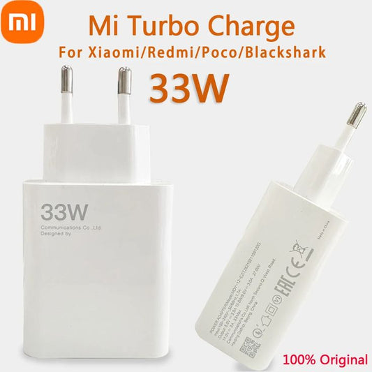 Xiaomi 33W Fast Charger with Type-C Cable & Wall Adapter for Mi 10, 9, 10T Lite, Note 13,14