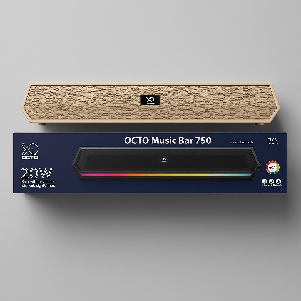 " OCTO Music Bar 750 – 20W RGB Wireless Soundbar with Stereo Bass & TWS